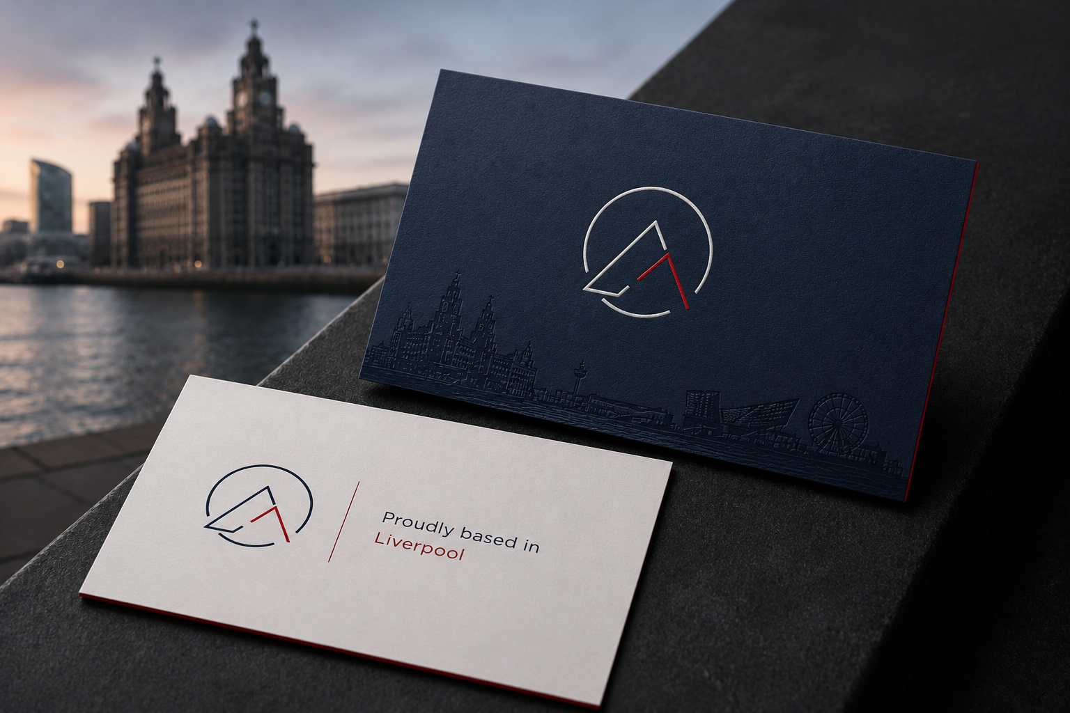 City Print premium business cards with Liverpool skyline